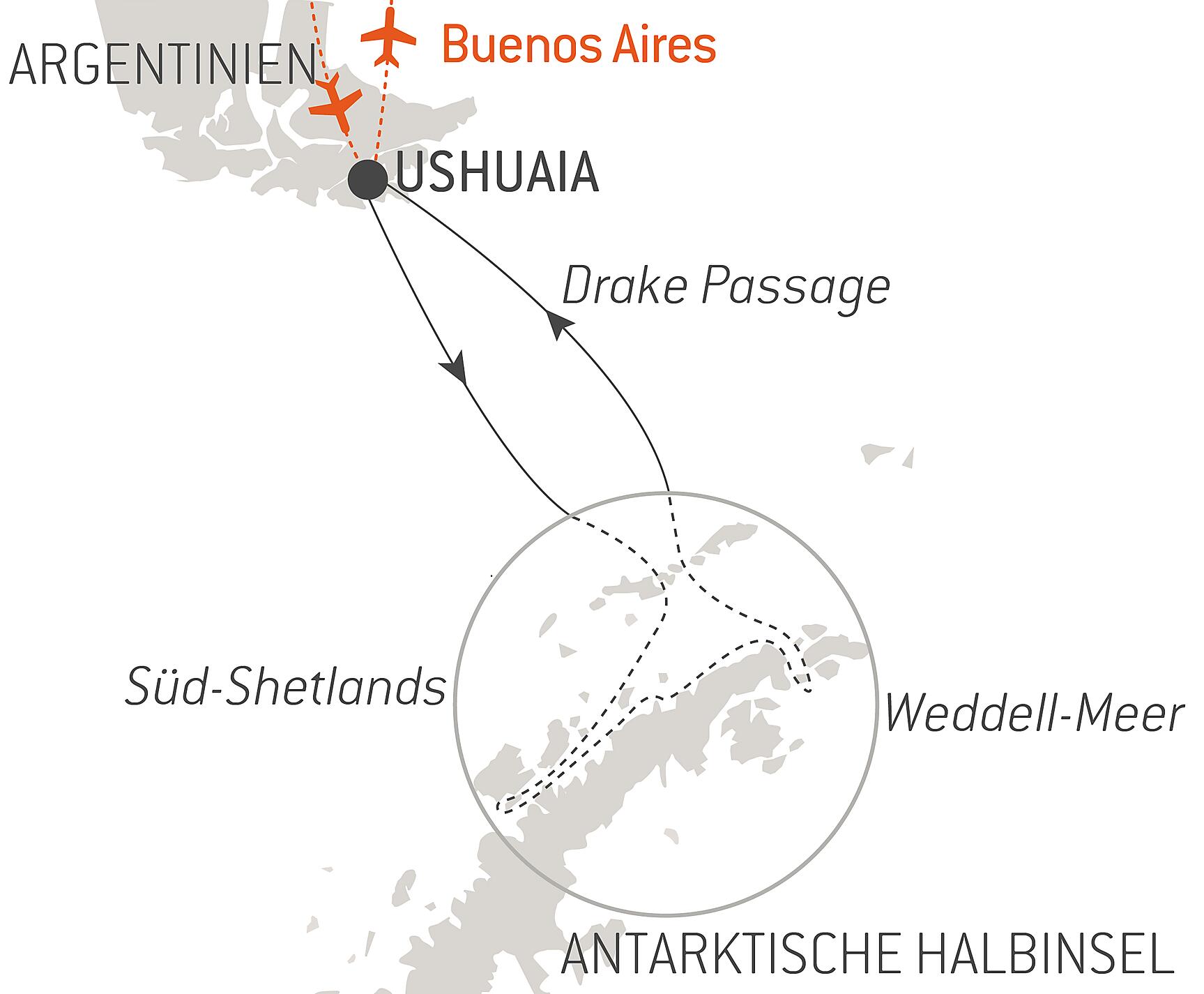 Emblematic Antarctica Itinerary Map