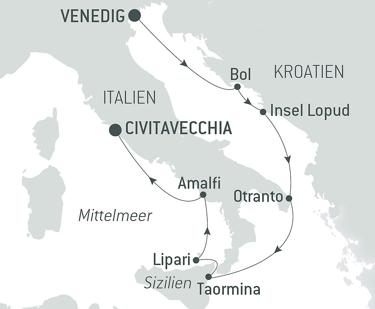 Kreuzfahrt Kusten Der Adria Und Italiens Von Venedig Nach