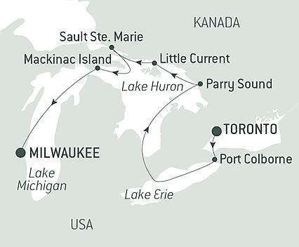 Reiseroute - Nordamerikas Great Lakes