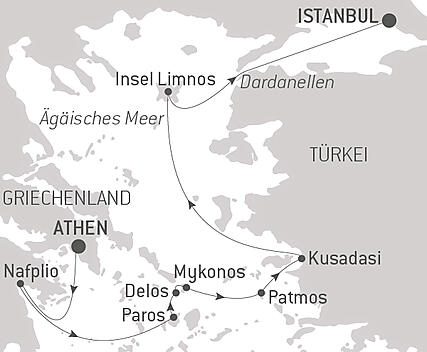 Reiseroute - Antike Schätze des Mittelmeers