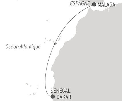 Découvrez votre itinéraire - Voyage en Mer : Málaga - Dakar