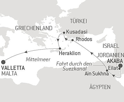 Reiseroute - Alte Zivilisationen des östlichen Mittelmeers