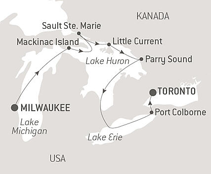 Reiseroute - Nordamerikas Great Lakes