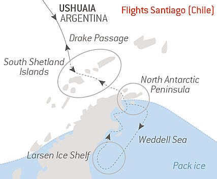 Your itinerary - The Weddell Sea & Larsen Ice Shelf