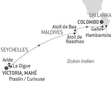 Découvrez votre itinéraire - Expédition des Seychelles au Sri Lanka