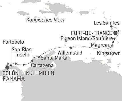 Reiseroute - Panama, Kolumbien und karibische Inseln 