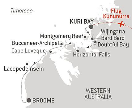 Reiseroute - Segelexpedition in Süd-Kimberley