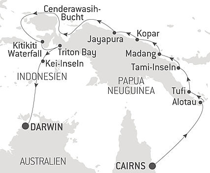Reiseroute - Abenteuer in Neuguinea