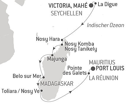 Reiseroute - Abenteuer Madagaskar