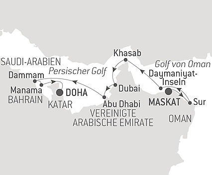 Reiseroute - Wunder und Zivilisationen des Orients