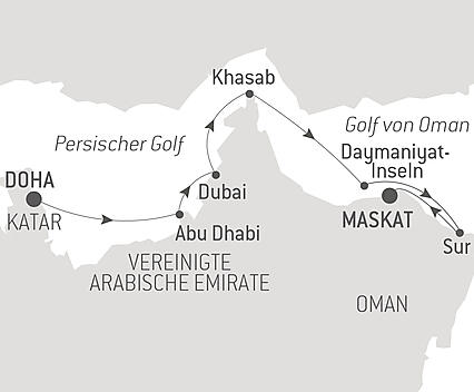 Reiseroute - Schätze des Persischen Golfs