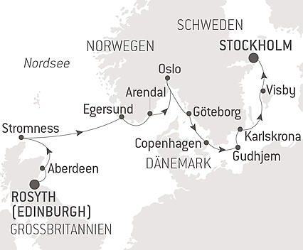 Reiseroute - Kulturschätze und skandinavische Panoramen