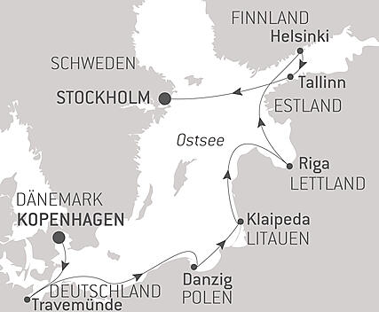 Reiseroute - Historische Städte der Ostsee