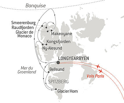 Découvrez votre itinéraire - Fjords et glaciers du Spitzberg 