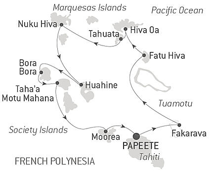 Your itinerary - Marquesas, Tuamotus & Society Islands