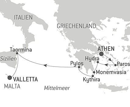 Reiseroute - Inseln und Städte des Mittelmeers