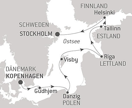 Reiseroute - Historische Städte der Ostsee