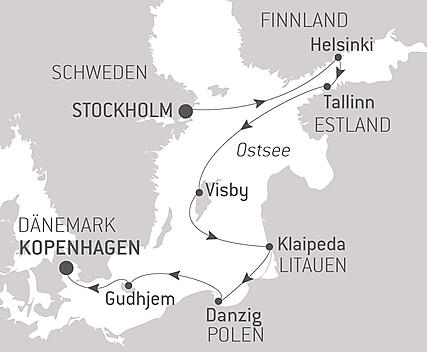 Reiseroute - Kreuzfahrt zu den historischen Städten der Ostsee – mit Smithsonian Journeys
