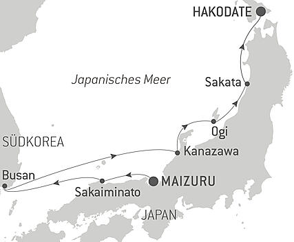 Reiseroute - Kultur- und Naturschätze Japans vom Meer aus – mit Smithsonian Journeys