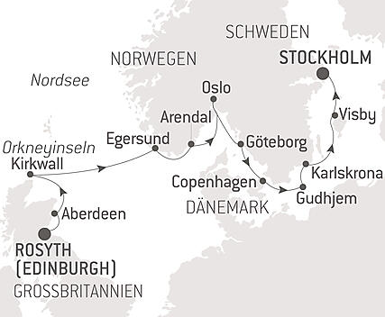 Reiseroute - Kulturschätze und skandinavische Panoramen