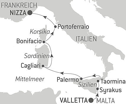 Reiseroute - Die Inseln des Mittelmeers: Sizilien, Sardinien, Korsika und Elba – mit Smithsonian Journeys
