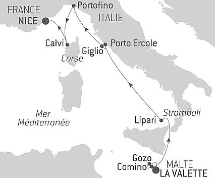 Découvrez votre itinéraire - Malte, rivages italiens et île de Beauté