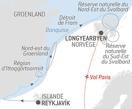 Découvrez votre itinéraire - Dans les glaces de l’Arctique, du Groenland au Svalbard