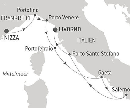 Reiseroute - Küste der Toskana und Dolce Vita