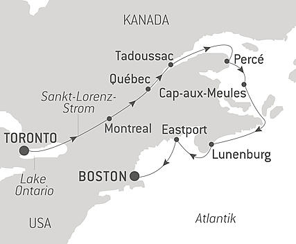 Reiseroute - Reise entlang des Sankt-Lorenz-Stroms: Von Québec zu den Seeprovinzen – mit Smithsonian Journeys