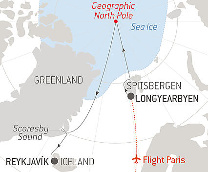 Your itinerary - The Geographic North Pole & Scoresby Sound