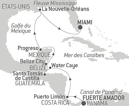 Découvrez votre itinéraire - Beauté des Caraïbes, trésors mayas et jazz à la Nouvelle-Orléans