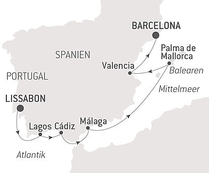 Reiseroute - Entlang der spanischen Küste