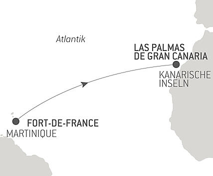 Reiseroute - Ozean-Kreuzfahrt: Fort-de-France - Las Palmas