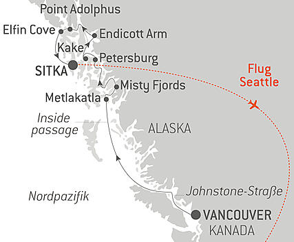 Reiseroute - Reise durch Alaskas Inside Passage – mit Smithsonian Journeys