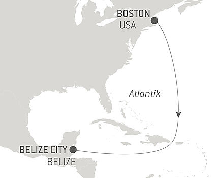 Reiseroute - Ozean-Kreuzfahrt: Boston - Belize City