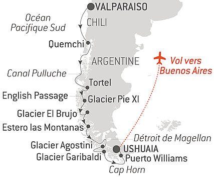 Découvrez votre itinéraire - L’essentiel des fjords chiliens