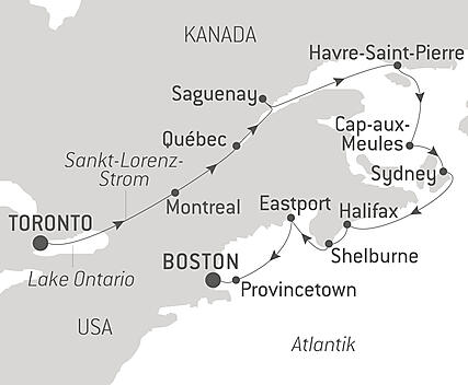 Reiseroute - Kanada und die Ostküste Nordamerikas