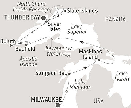 Reiseroute - Expedition pur auf dem Lake Superior