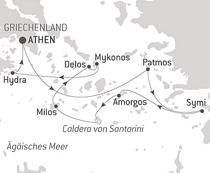 Reiseroute - Im Herzen der griechischen Inseln