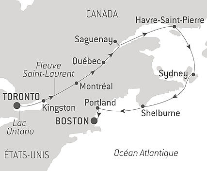 Découvrez votre itinéraire - Du Canada à la côte est américaine  