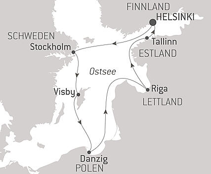 Reiseroute - Skandinavischer Zauber und Weihnachtsmärkte