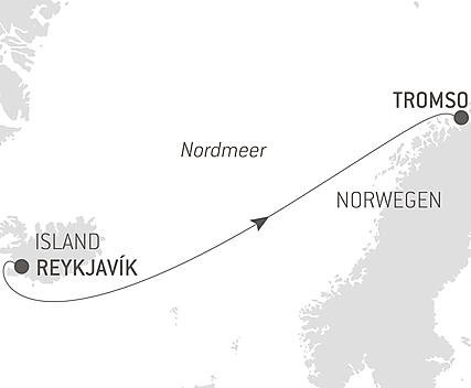 Reiseroute - Ozean-Kreuzfahrt: Reykjavík-Tromso