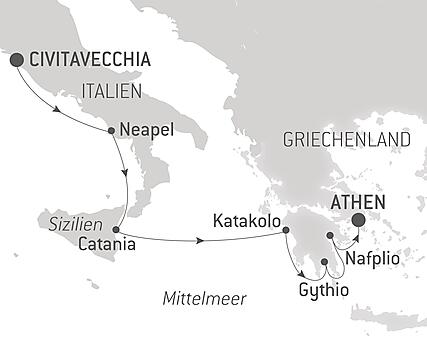 Reiseroute - Antike Zivilisationen von Italien bis Griechenland