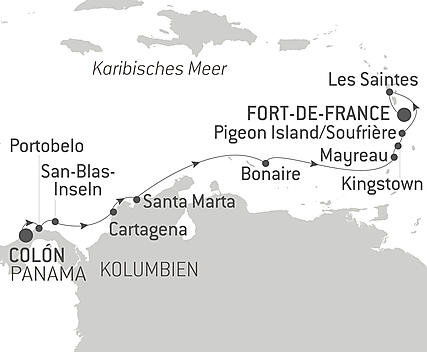 Reiseroute - Panama, Kolumbien und karibische Inseln