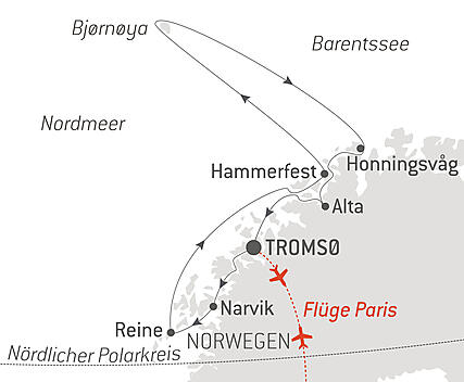 Reiseroute - Nordische Entdeckungen und Traditionen