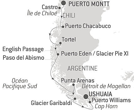 Découvrez votre itinéraire - Les canaux chiliens Patagonie