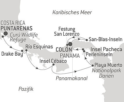 Reiseroute - Geheimnisse Mittelamerikas
