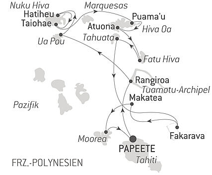 Reiseroute - Expedition durch Polynesien