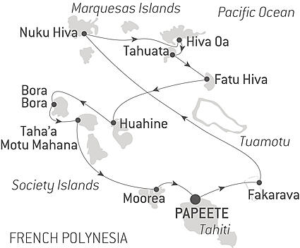 Your itinerary - Marquesas, The Tuamotus & Society Islands