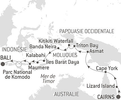 Découvrez votre itinéraire - Odyssée tropicale entre nord-est Australien et Indonésie